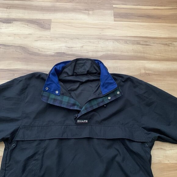 Chaps Ralph Lauren Anorak Jacket Men’s Large Black Hood Pouch Pullover - Picture 6 of 13